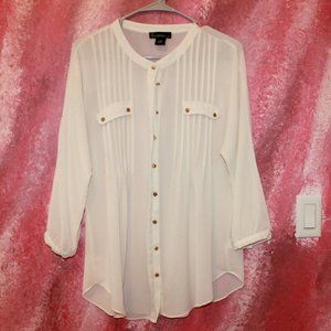 CLOSET CLOSING, last weekend!! Off white sheer button up blouse